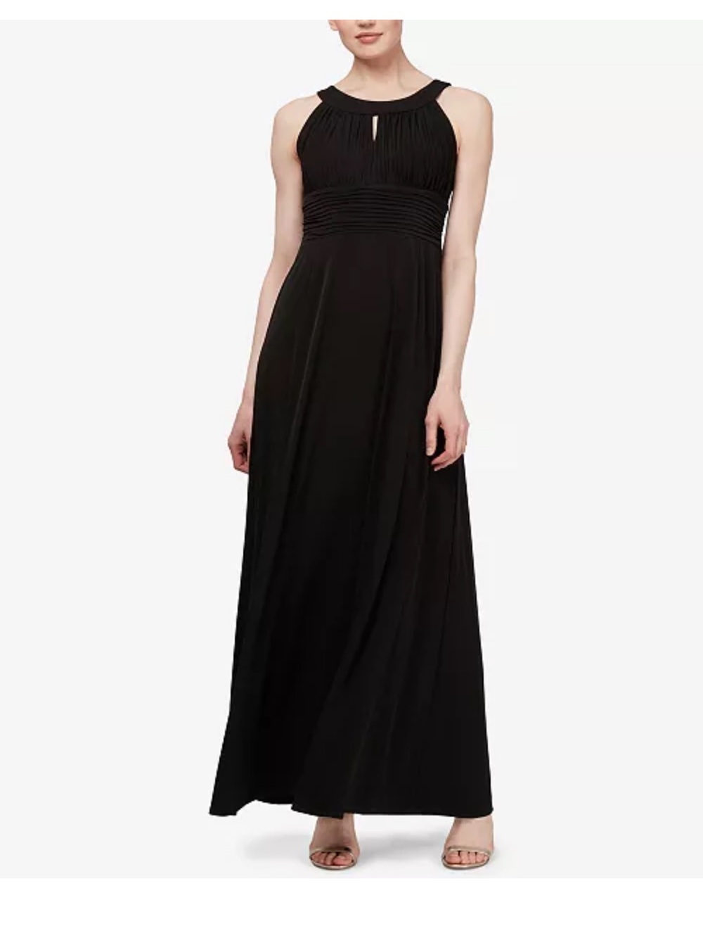 SLNY Black Halter-Style Maxi Dress